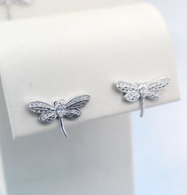 Load image into Gallery viewer, Dragonfly CZ Stud Earrings - Sterling Silver