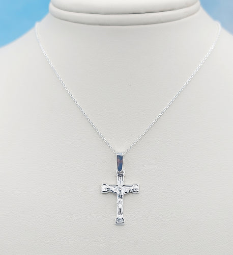 Small Crucifix Cross & Chain - Sterling Silver