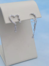 Load image into Gallery viewer, Mismatched Moon and Heart Stud &amp; Drop Earrings - Sterling Silver