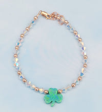 Load image into Gallery viewer, Shamrock &amp; Crystal AB “Amanda” Bracelet - Our Whole Heart Exclusive