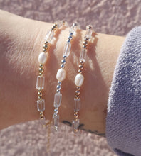 Load image into Gallery viewer, The Picasso Clear Square and Pearl Beaded Bracelet - Our Whole Heart