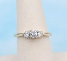 Load image into Gallery viewer, Three Stone Round Brilliant Diamond Estate Ring - 14k Yellow Gold