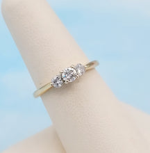 Load image into Gallery viewer, Three Stone Round Brilliant Diamond Estate Ring - 14k Yellow Gold