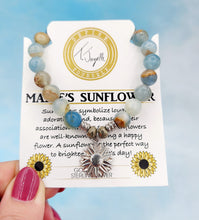 Load image into Gallery viewer, Blue Calcite  Sunflower Charm Bracelet- TJazelle