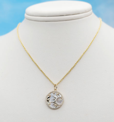 Sun Moon and Stars Disc Charm & Cable Chain - 10K Yellow Gold