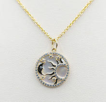 Load image into Gallery viewer, Sun Moon and Stars Disc Charm &amp; Cable Chain - 10K Yellow Gold