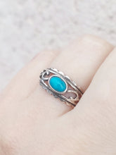 Load image into Gallery viewer, Turquoise &amp; Silver Filigree Ring - Sterling Silver