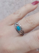 Load image into Gallery viewer, Turquoise &amp; Silver Filigree Ring - Sterling Silver