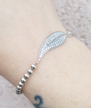 Load image into Gallery viewer, CZ Leaf Silver Stretch Bracelet