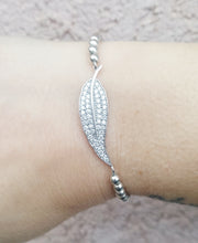 Load image into Gallery viewer, CZ Leaf Silver Stretch Bracelet