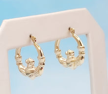 Load image into Gallery viewer, 14k Claddagh Hoop Earrings