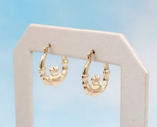 Load image into Gallery viewer, Claddagh Hoop Earrings - 14K Yellow Gold