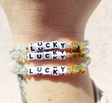 Load image into Gallery viewer, "Lucky" with Rainbow Charm Bracelet - Little Words Project
