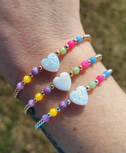 Love Spring Exclusive "Opal Heart & Neons" Beaded Bracelet - Marie's Exclusive Our Whole Heart