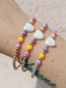 Love Spring Exclusive "Opal Heart & Neons" Beaded Bracelet - Marie's Exclusive Our Whole Heart
