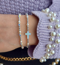 Load image into Gallery viewer, &quot;Pearls with Cross or Crystals&quot; Beaded Bracelet- Our Whole Heart