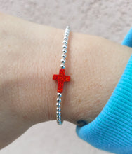 Load image into Gallery viewer, &quot;Red Opal Cross&quot; Beaded Bracelet- Our Whole Heart