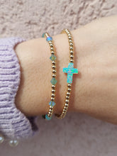 Load image into Gallery viewer, &quot;Mint Opal Cross&quot; Beaded Bracelet- Our Whole Heart