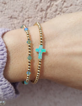 Load image into Gallery viewer, &quot;Mint Opal Cross&quot; Beaded Bracelet- Our Whole Heart