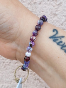 Purple Fire Agate Sea Turtle Stretch Bracelet