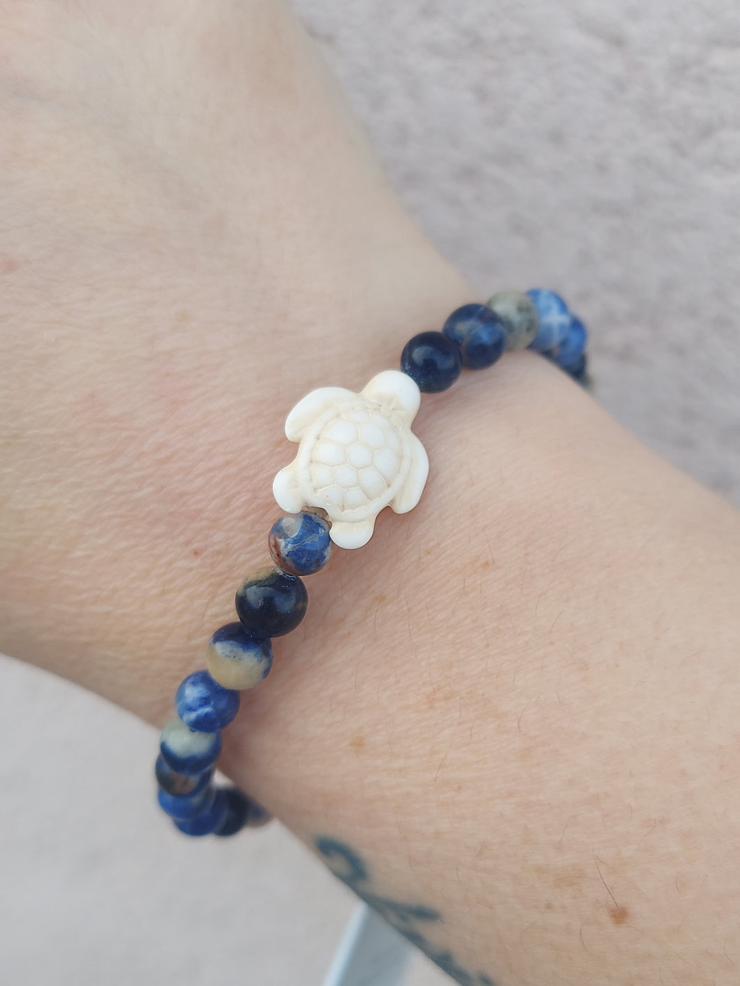 Sodalite Sea Turtle Stretch Bracelet