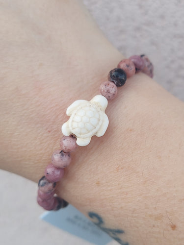 Rhodonite Sea Turtle Stretch Bracelet