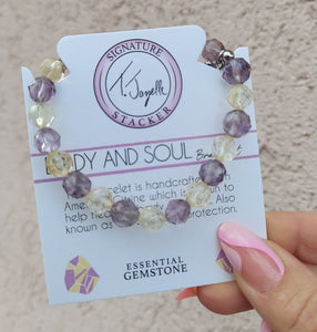 "Body and Soul" Amethyst Citrine Faceted Stacker -TJazelle