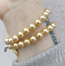 Load image into Gallery viewer, St. Christopher on Champagne Pearl - Religious Stash Bracelet