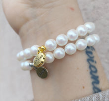 Load image into Gallery viewer, Angel Wing on White Pearl - Religious Stash Bracelet