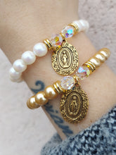 Load image into Gallery viewer, Miraculous Medal on Pearl - Religious Stash Bracelet