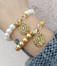 Load image into Gallery viewer, Miraculous Medal on Pearl - Religious Stash Bracelet