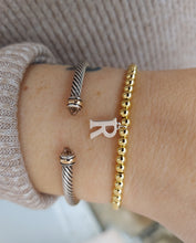 Load image into Gallery viewer, Gold Beads With Silver Letter - Stretch Bracelet