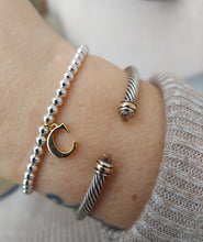 Load image into Gallery viewer, Silver Beads with Gold Letter - Stretch Bracelet