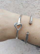 Load image into Gallery viewer, Open Heart Bangle Bracelet - Sterling Silver