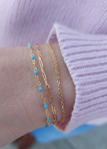 Light Turquoise Enamel Bead Piatto Bracelet