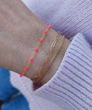 Load image into Gallery viewer, Neon Pink Enamel Bead Piatto Bracelet