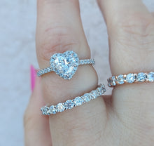 Load image into Gallery viewer, Heart Moissanite Engagement Ring - Sterling Silver