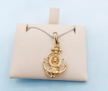 Load image into Gallery viewer, Anchor with Ships Wheel Pendant - 14K Yellow Gold