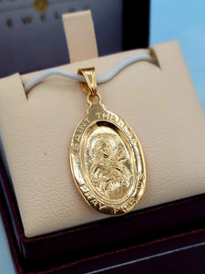 Saint Theresa Oval Medal Pendant - 14K Yellow Gold