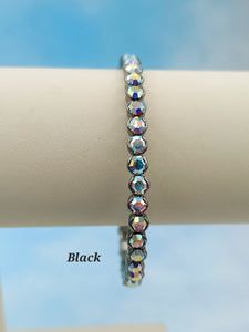 Crystal AB Iridescent Rhinestone Flex Bangle Bracelet