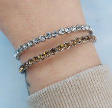 Load image into Gallery viewer, Silver with Rhinestone Flexible &amp; Stackable Bangle Bracelet