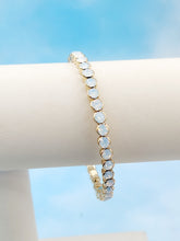 Load image into Gallery viewer, Opals with Gold Rhinestone Flex Bangle Bracelet
