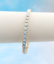 Load image into Gallery viewer, Opals with Gold Rhinestone Flex Bangle Bracelet