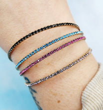 Load image into Gallery viewer, Rhinestone Chocolate Gold Finish Flexible Bracelet