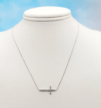 Load image into Gallery viewer, Diamond Sideways Cross - 14K White Gold