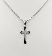 Load image into Gallery viewer, White Gold Cross on Box Chain - 14K