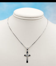 Load image into Gallery viewer, White Gold Cross on Box Chain - 14K