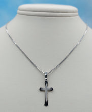 Load image into Gallery viewer, White Gold Cross on Box Chain - 14K