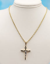 Load image into Gallery viewer, Two-Tone Crucifix and Heavy Cable Chain - 14K Gold