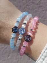 Load image into Gallery viewer, White Cats Eye &amp; Clear CZ MAMA Bracelet - TJazelle HELP Collection